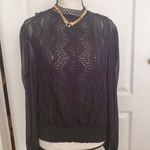 Love By Design Black Lace Top size L